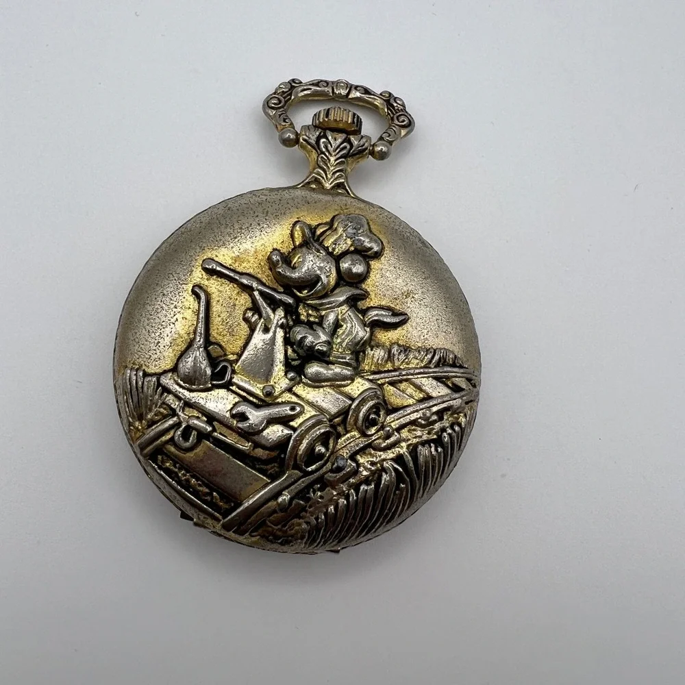 Vintage Mickey Mouse Chef Pocket Watch Verichron Quartz Parts Repair No Glass